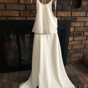 Gianna Bini white long prom halter dress